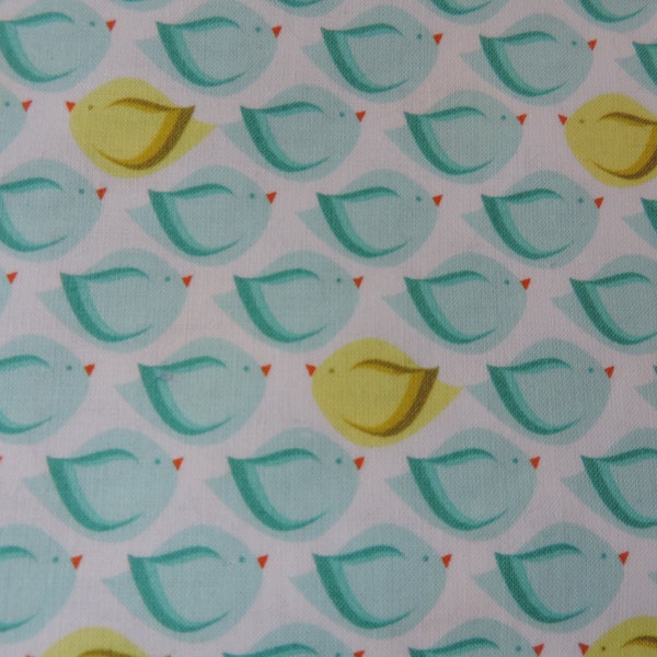 HEAVEN & HELSINKI par Patty Young ~ Tissu ~ Puffy Bird in Aqua ~ Michael Miller ~ Quilting ~ Couture ~ Oiseaux ~ Tweet ~ Yardage ~ Coton