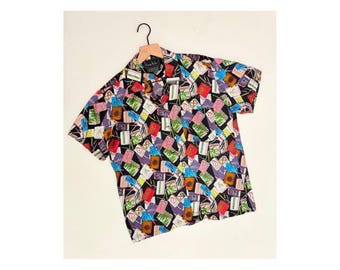 Vintage NICOLE MILLER 90's Silk Buttondown Shirt 1990 Made in USA Matchbox Small