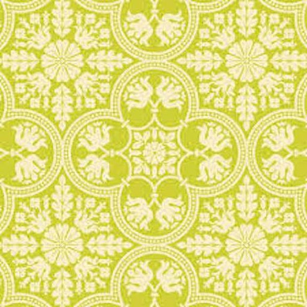 NOTTING HILL by Joel Dewberry - Fabric - Historic Tile in Citron -  Quilting - Sewing - Home Decor - Crafting - Floral - Mosaic