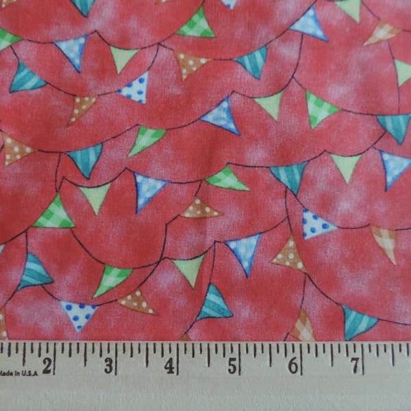 PINK BUNTING Flags Fabric by Suzanne Cruise ~ Garland ~ Buntings ~ Quilting Treasures Fabrics ~ Girls ~ Kids ~ Quilting ~ Sewing ~ Nursery