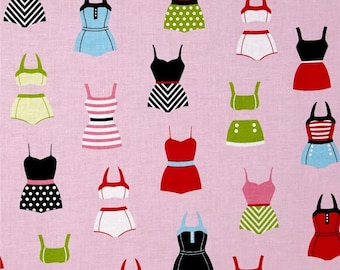 NOVEDAD DE DISEÑADOR por Samantha Walker ~ Tela ~ Trajes de baño en rosa ~ Riley Blake ~ Acolchado ~ Costura ~ Trajes de baño ~ Trajes de baño ~ Yardas ~ Retro