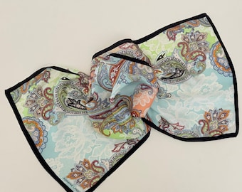 Vintage ADRIENNE LANDAU Silky Paisley Rectangular Scarf Colorful Accessory
