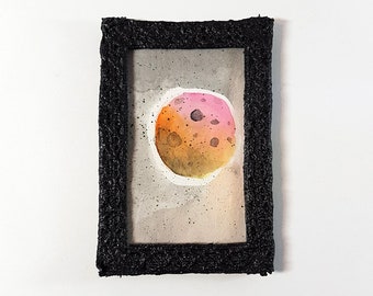Miniature Framed Painting: Colourful Moon