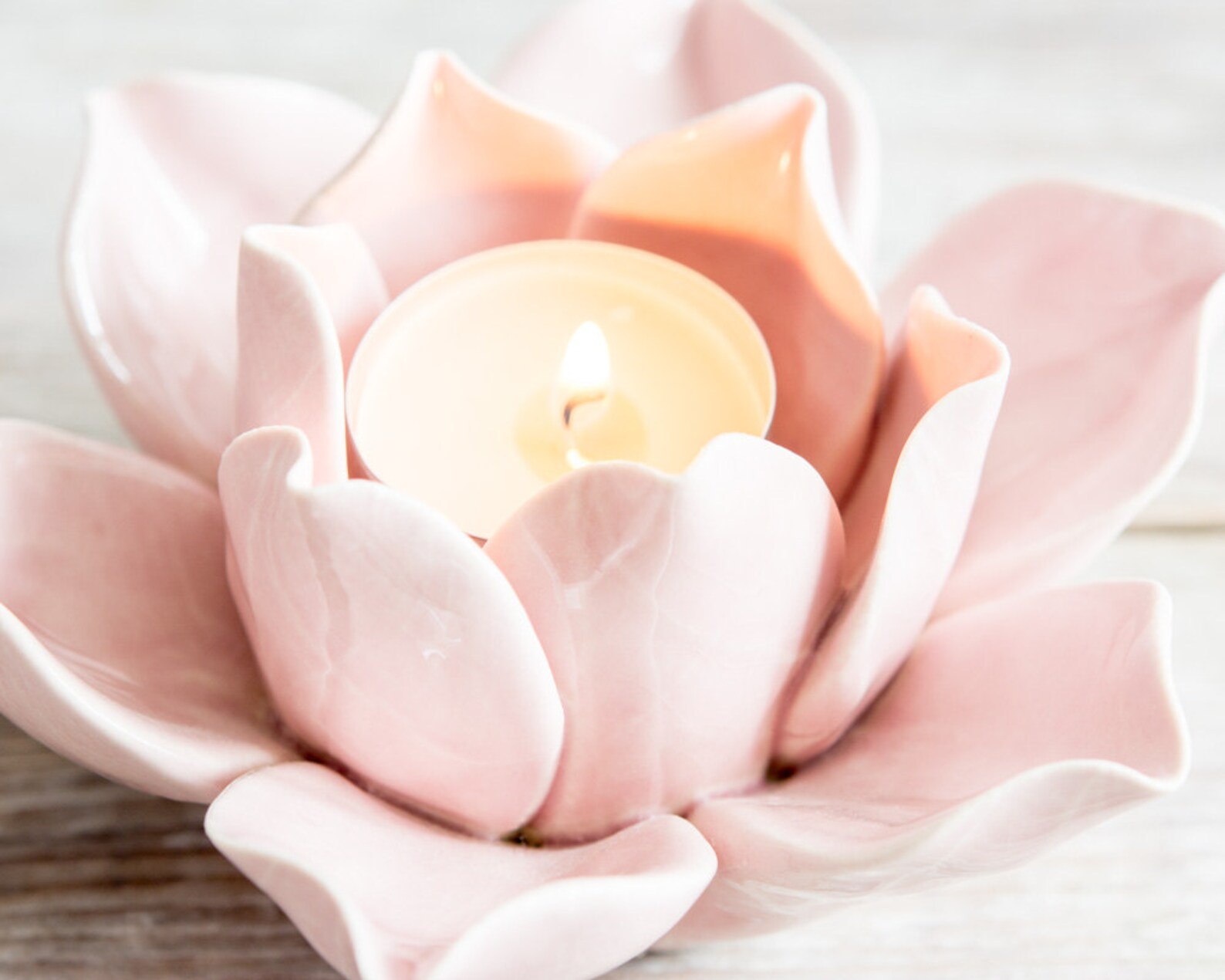 Ultra feminine ceramic lotus flower tealight holder Etsy