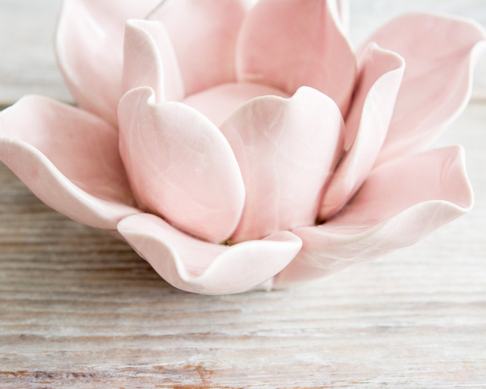 Ultra feminine ceramic lotus flower tealight holder Etsy