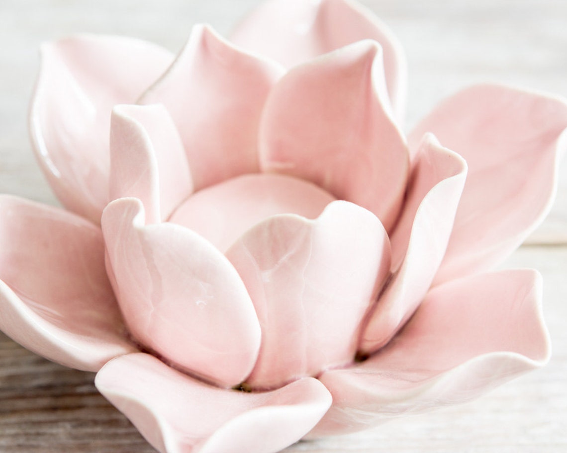 Ultra feminine ceramic lotus flower tealight holder Etsy