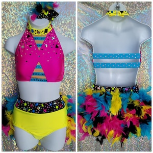 style 2305 Child&#39;s Jazz Dance Costume with BLING!! Any color combo!