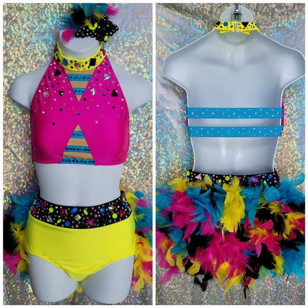 style 2305 Child's Jazz Dance Costume with BLING!! Any color combo!