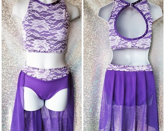 style 8840 - Lace Dance Costume with BLING!! Any color!