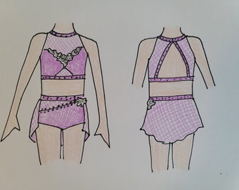 style 2403 - Dance Costume with rhinestone applique and BLING!! Any color!