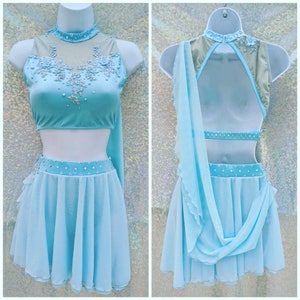 style 8859 - Two Piece Lyrical Dance Costume with BLING! ANY COLOR!!