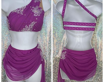 style 2313 - two piece lyrical dance costume with BLING!! ANY COLOR!!