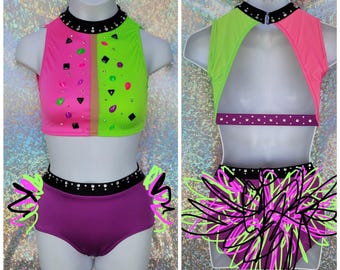 style 2402 Child's Jazz Dance Costume with BLING!! Any color combo!