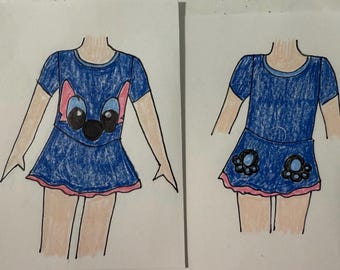 Style 2508 - STITCH inspired Ice Skating Dress with BLING!!