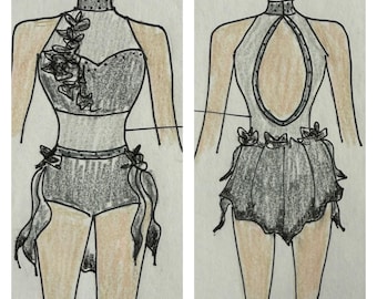 style 2502 - Dance costume with appliques and Bling!! Any color!