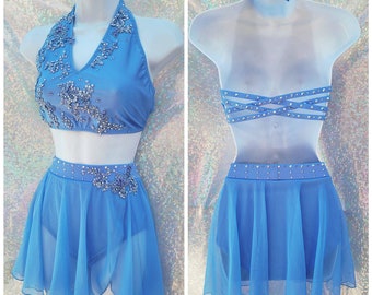 style 2216 - Two Piece Lyrical Dance Costume with BLING! ANY COLOR!!