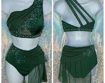 style 2509 - two piece lyrical dance costume with BLING!! ANY COLOR!!