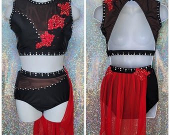 style 2407 - Dance Costume with appliques and BLING!! Any color!