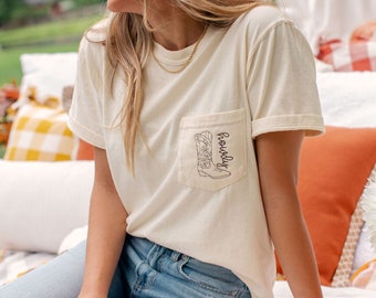 Howdy Cowgirl Embroidered Pocket Tee, Western Ranch Short Sleeve, Farm T-Shirt, Wild West Boot