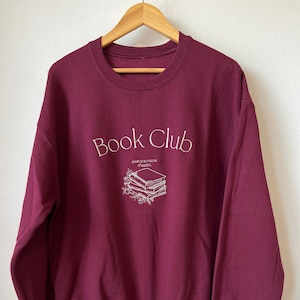 Book Club Sweatshirt, Custom Embroidered Reading Teacher Crewneck, School and Classroom Gift, Floral Books