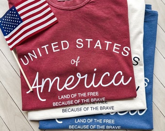 United States of America Patriotic Tee, Long Sleeve Shirt, Vintage Inspired 4th of July USA, Red White Blue Summer, Election Independence
