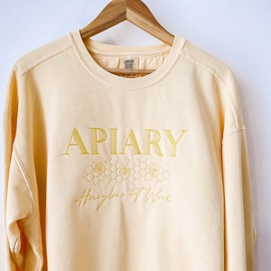 Honeybee Apiary Yellow Embroidered Comfort Colors Crewneck