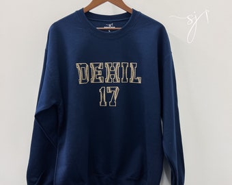 Custom Baseball Font Embroidered Crewneck Sweatshirt, Coach Gift Vintage Style Athletic Team Varsity