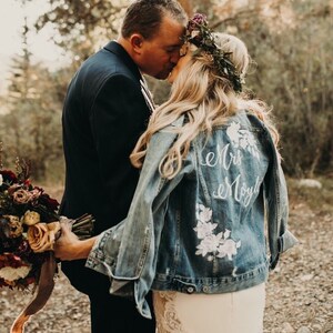 Lucky Brand Embroidered Bride Denim Jean Jacket, Wifey Jean Jacket, Future Mrs, Bridal Party Jacket, Custom Made