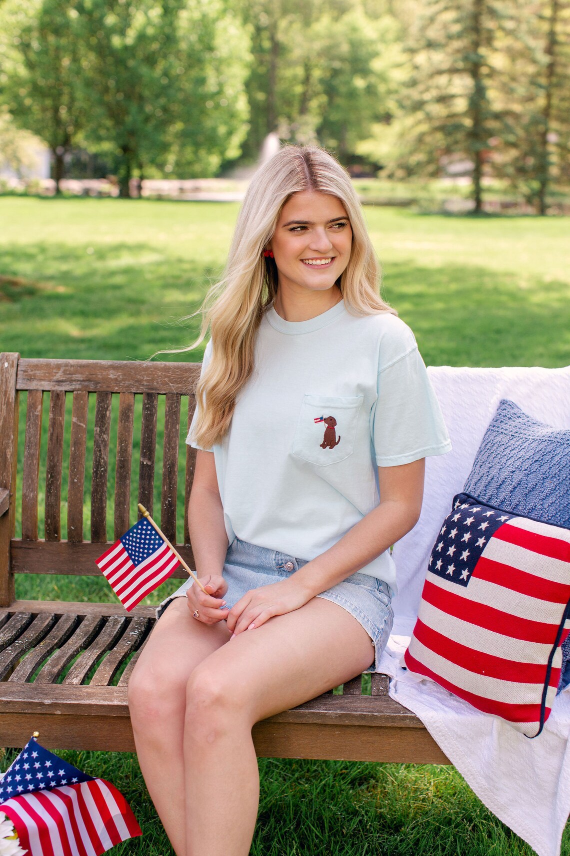 Embroidered Tee - Patriotic Puppy main image 1