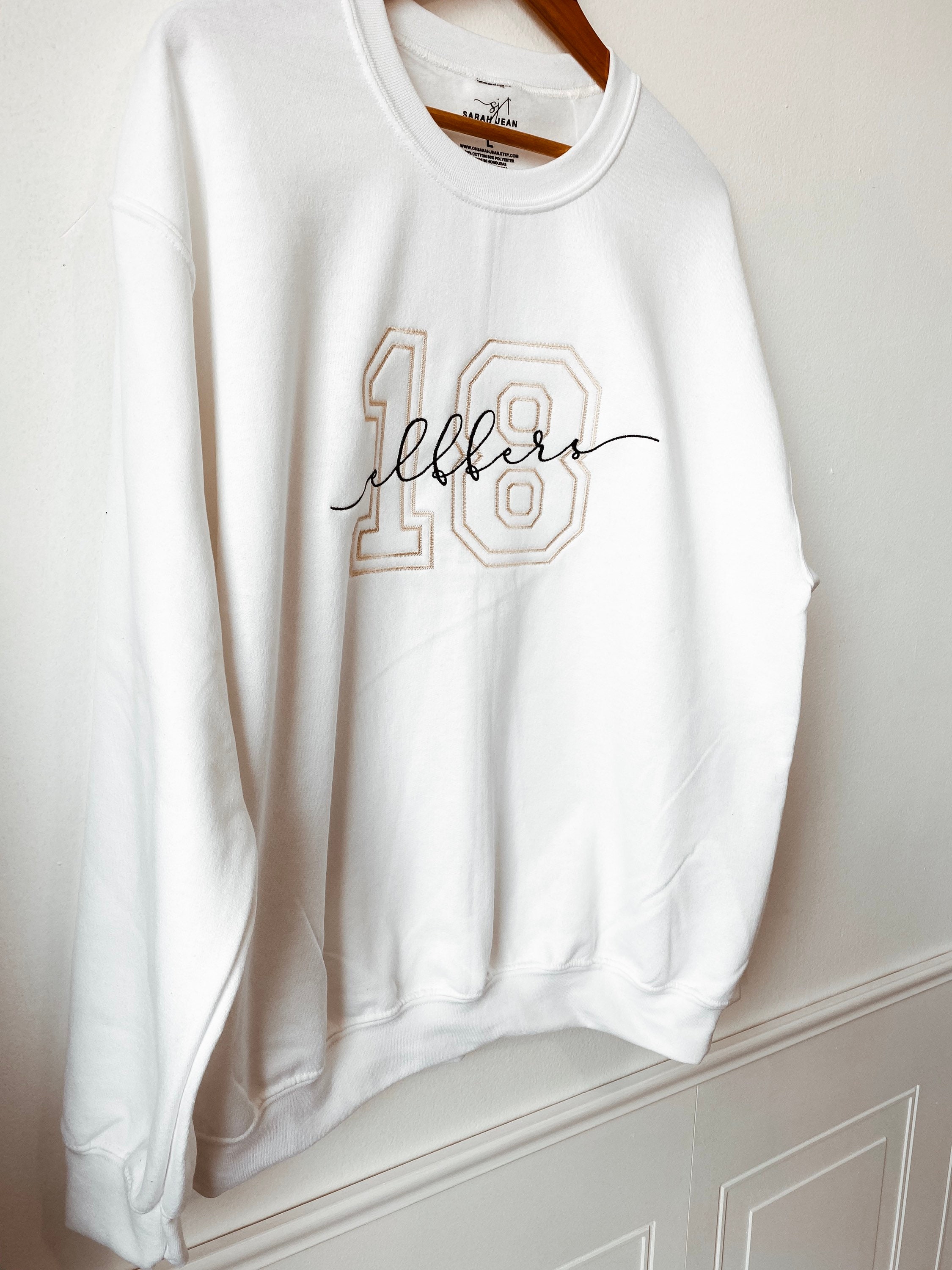 Custom Embroidered Varsity Block Number Letter Sweatshirt Etsy