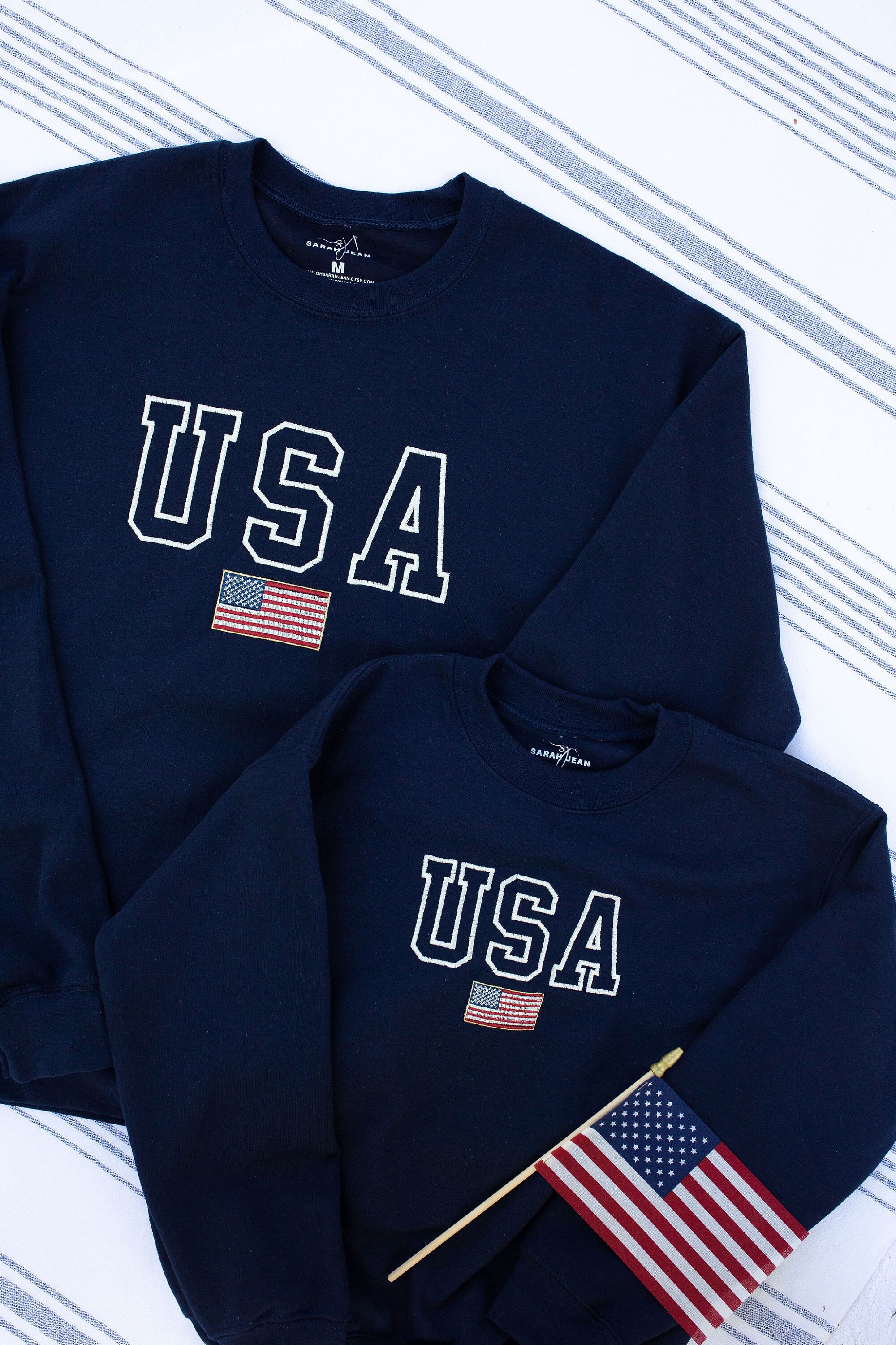USA Embroidered Varsity Crewneck Sweatshirt, Toddler Youth and Adult ...