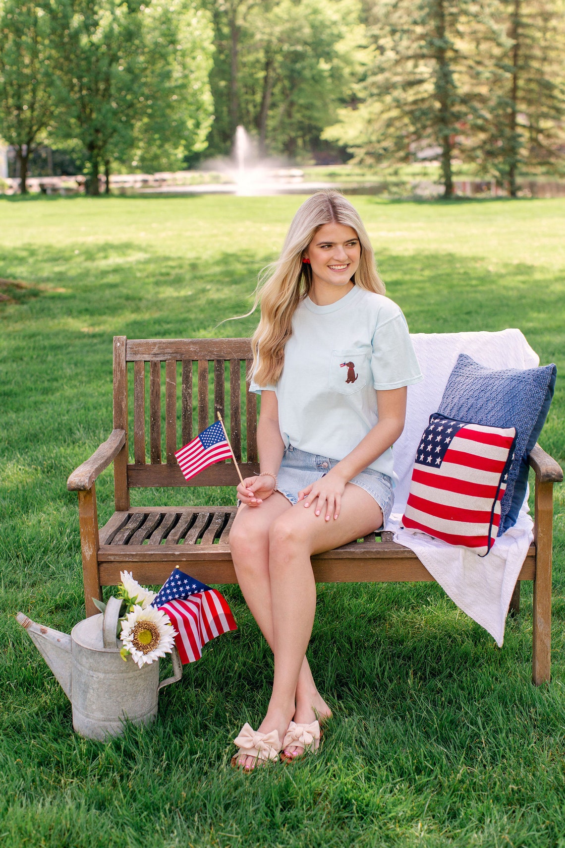 Embroidered Tee - Patriotic Puppy