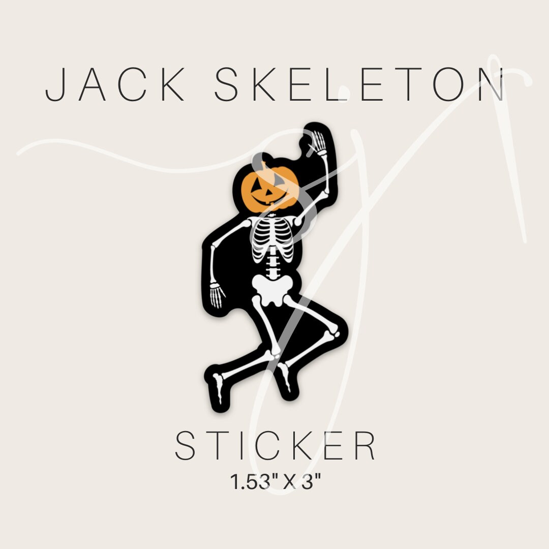 Jack Skeleton Halloween Spooky Jack O Lantern Sticker, Stickers for ...