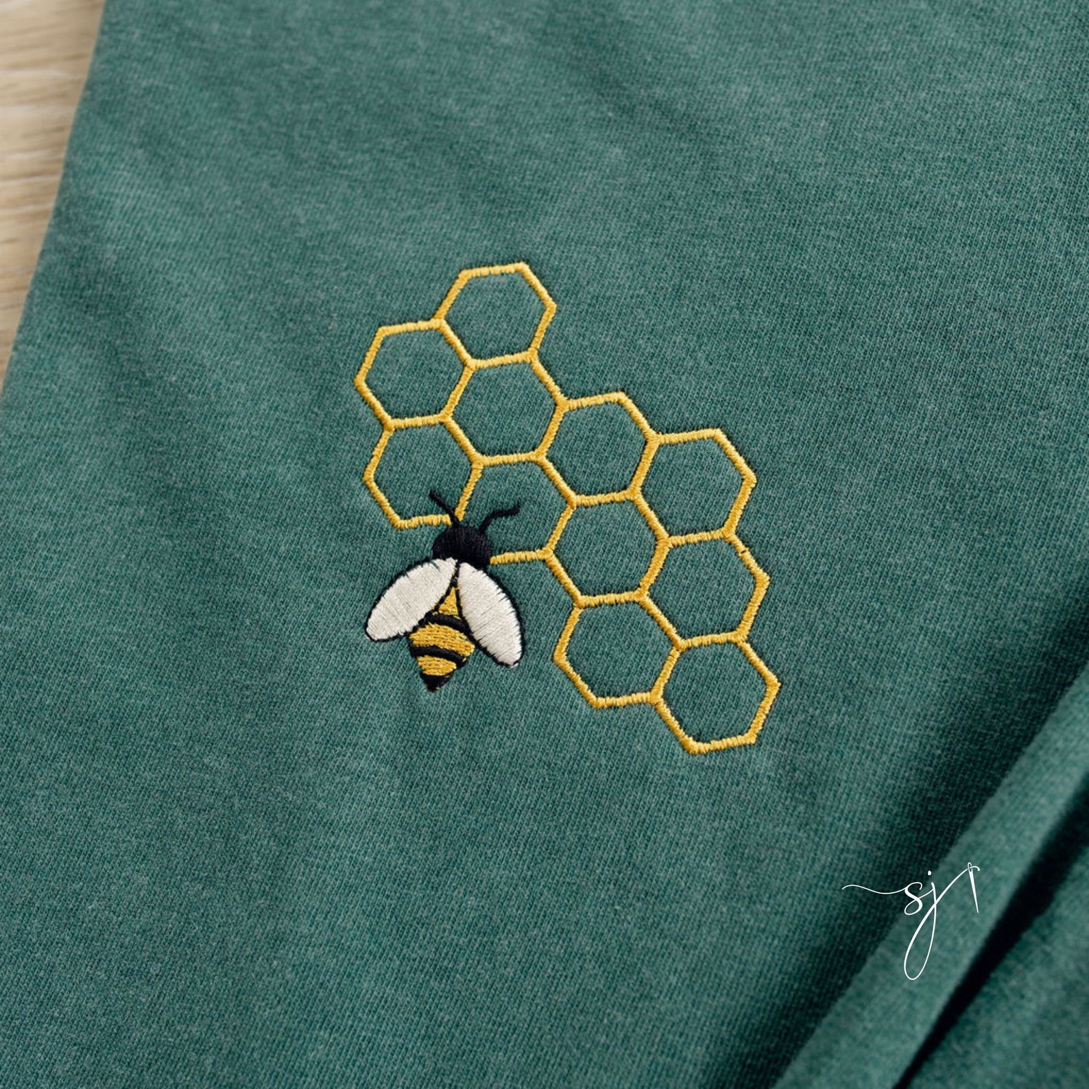 Honeycomb Honeybee Embroidered Comfort Colors Dark Green and - Etsy