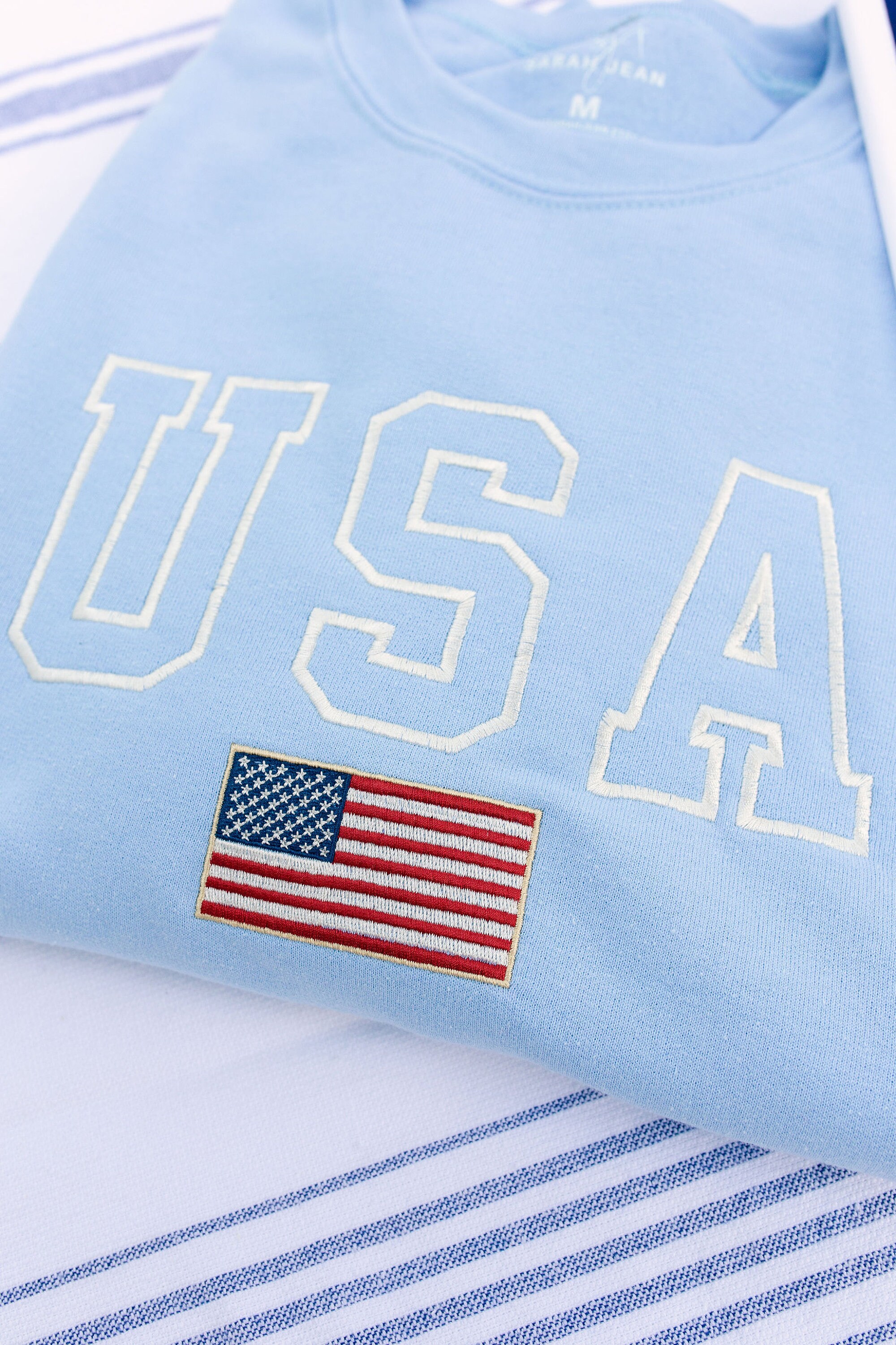 USA Embroidered Varsity Crewneck Sweatshirt, Toddler Youth and Adult ...