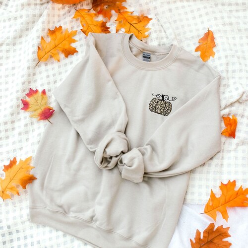 Leopard Pumpkin Embroidered Custom Crewneck Sweatshirt PSL Etsy