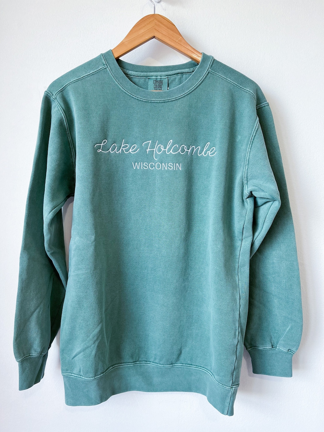 Cursive Custom Embroidered Comfort Colors Sweatshirt College