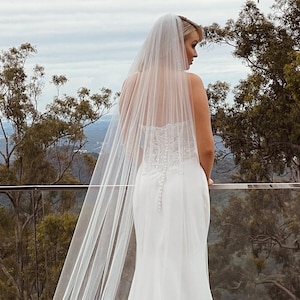 Dreamy wedding veil, soft one tier bridal veil, simple wedding veil, sheer veil - ALLURE
