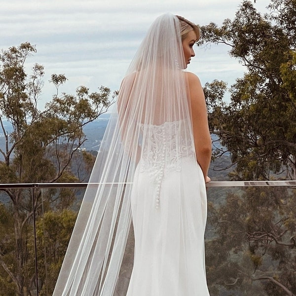 Dreamy wedding veil, soft one tier bridal veil, simple wedding veil, sheer veil - ALLURE