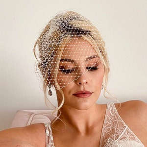 Bird cage veil, French netting bridal veil, face veil, blusher veil - EMILY