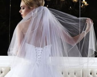Crystal beaded wedding veil, two tier veil with beaded edging - CRYSTALLINE