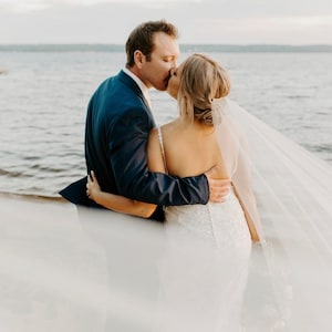 Ultra sheer veil, minimalist veil, modern sheer veil, barely there one tier ivory veil EDEN image 3