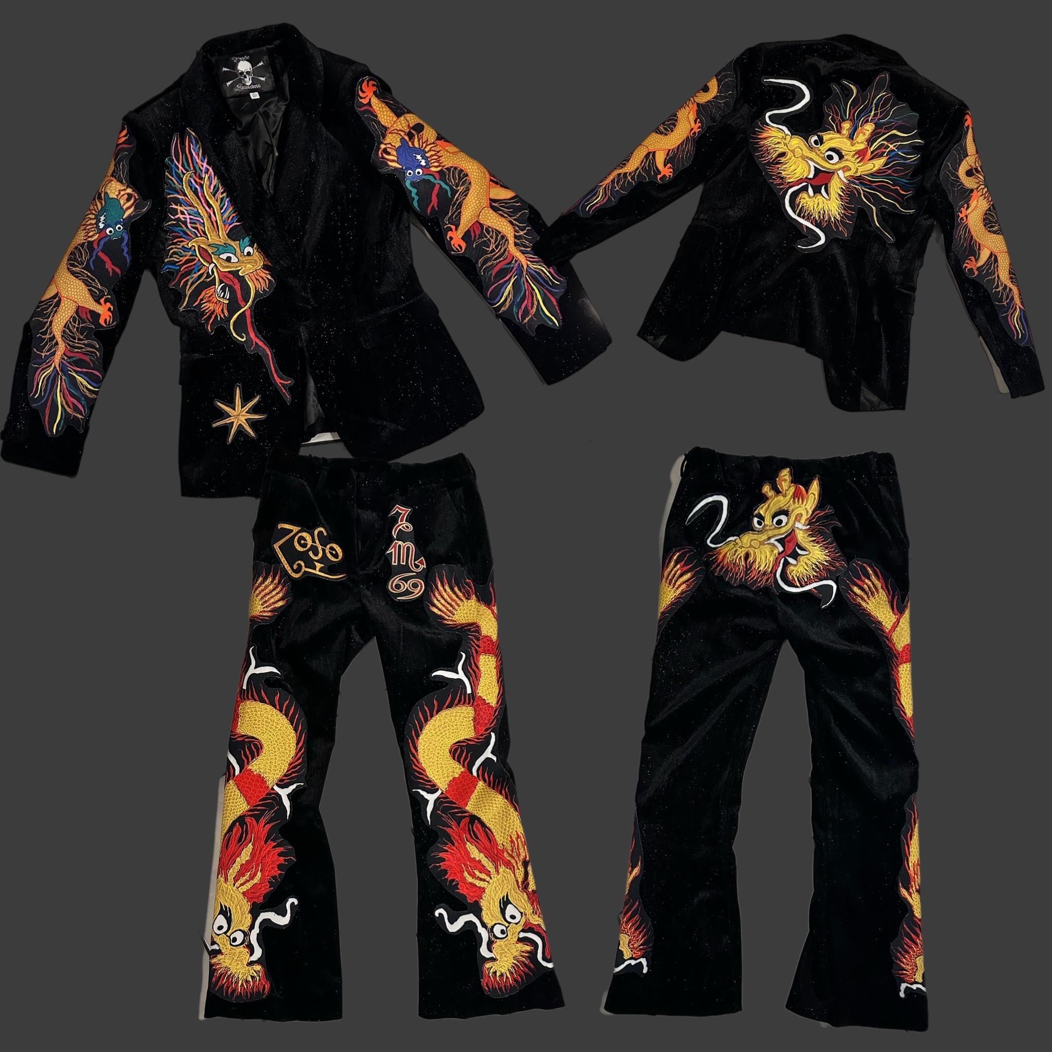 Jimmy Page Led Zeppelin Dragon Suit Replica Stagewear With Printed