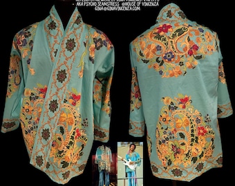 Jimi Hendrix Replica Blue Kimono Print on Fabric, DIY or Made to