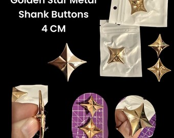 4 Point Star Shiny Gold Buttons Individually Wrapped - Etsy