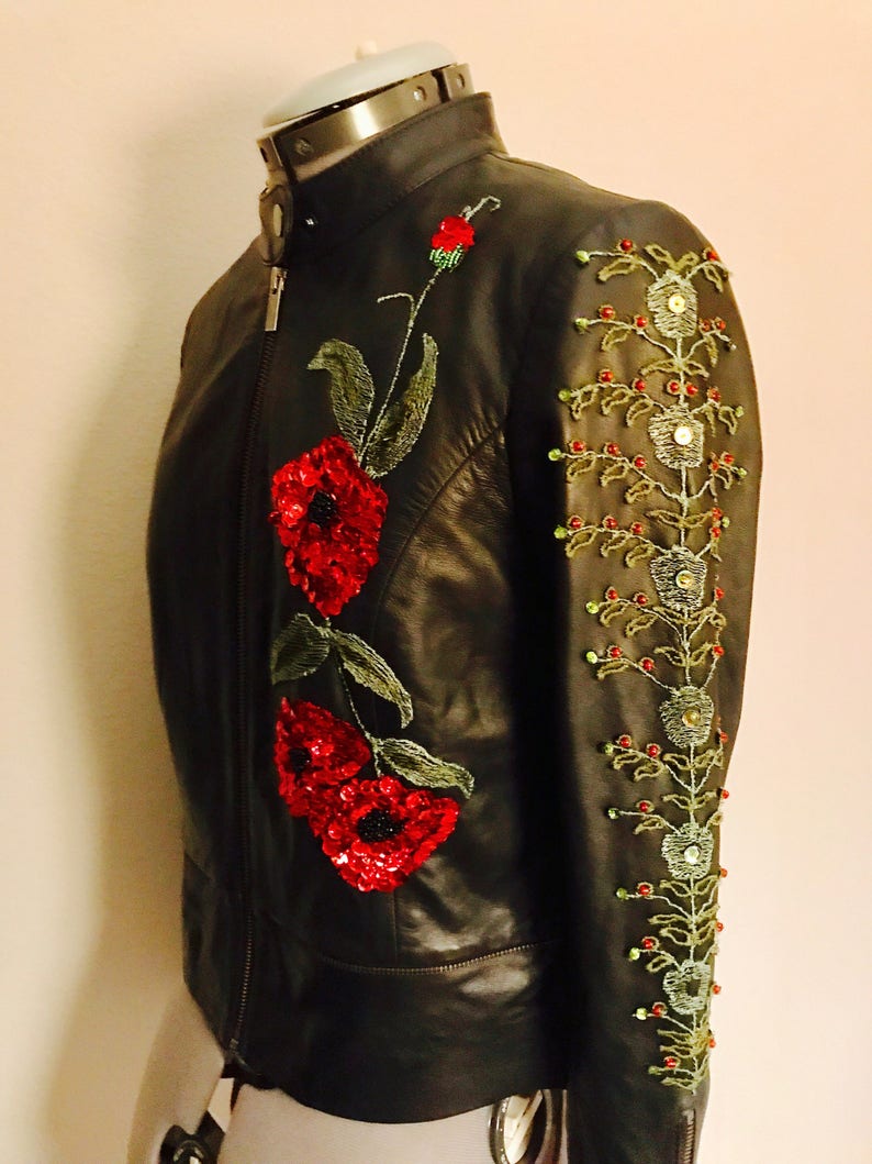 Jimmy Page Replica Poppy Rose Floral Jacket Embroidery with | Etsy