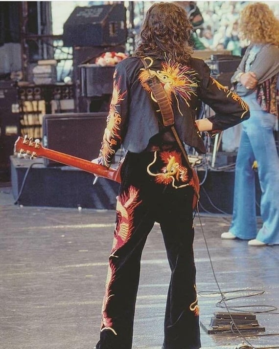 送料無料◆2024新品  Jimmy DTF or Fabric on Printed Stagewear Zeppelin Led Page ギター
