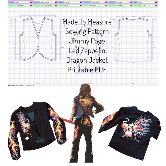 Jimmy Page Dragon or Poppy Jacket Sewing Pattern, Made to Measure