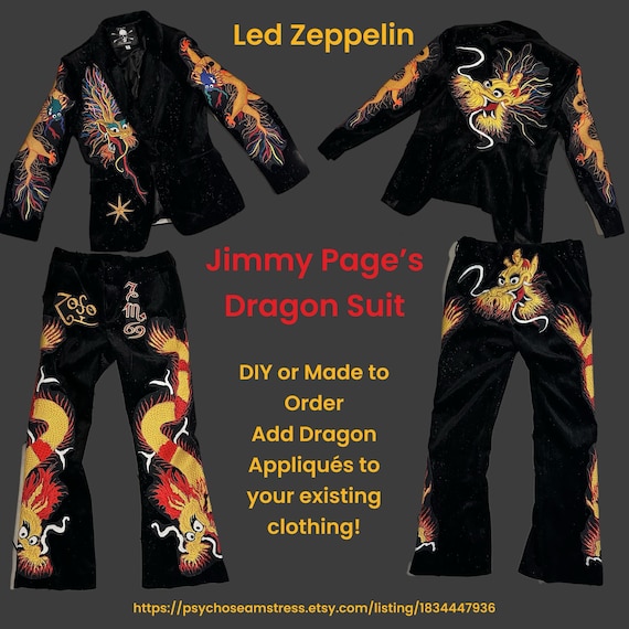 Jimmy Page Led Zeppelin Dragon Suit Replica Stagewear With Fabric