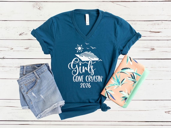 Girls Gone Cruisin’ 2026 V-Neck Shirt, Cruise Trip T-Shirt, Matching Girls Vacation Tees